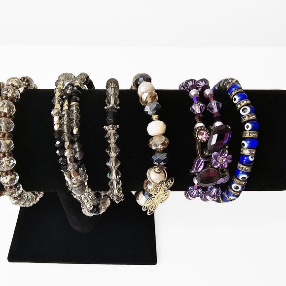 Bundle of 8 Wearable Beaded and Rhinestone Fashion Bracelets - Picture 7 of 8